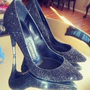 New Beaded Tom Ford VBeaded Black High Heel Shoes